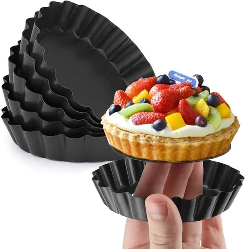 Vista 9 de Gutsdoor Molde para tartas de queso de 5 pulgadas con parte inferior extraíble, moldes para tartas de quiche, antiadherentes, redondas