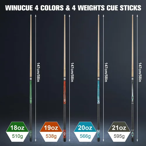 Vista 3 de Pool Cue, 58 inch Maple Billiard Pool Cue Sticks for Adults with 13mm Tip, 18 19 20 21oz Professional Pool Sticks with Anti-Slip Thread Wrapping for
