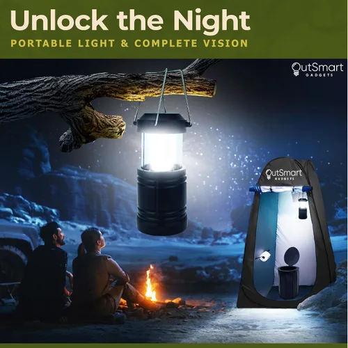 Vista 5 de Outsmart Gadgets Juego de inodoro portátil para exteriores para adultos con linterna nocturna de campamento, inodoro plegable XL, tienda de campaña