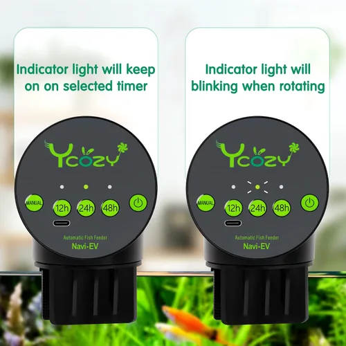 Vista 6 de Ycozy Comedero automático para peces recargable con cable USB, a prueba de humedad, alimentador eléctrico inteligente para peces/tortugas
