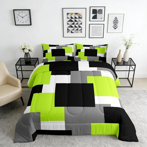 Vista 12 de Castle Fairy Juego de edredón con estampado azteca occidental, juego de ropa de cama geométrica a rayas marrones para niños y adolescentes