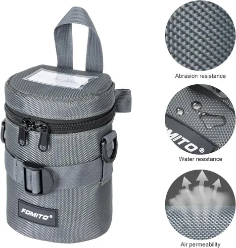 Vista 9 de FOMITO Funda protectora resistente al agua para lente de cámara, tamaño M, con bolsillo de malla, compatible con Canon EF-S de 0.669-2.165 in, Nikon