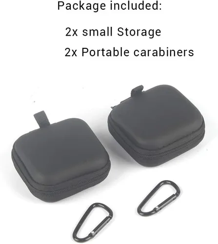 Vista 6 de Paquete de 2 fundas para auriculares, estuche cuadrado para llevar auriculares, mini bolsa de almacenamiento
