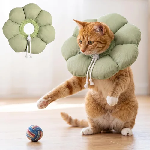 Vista 11 de Avont Soft Cat Cone S Apricot Post-Surgery Anti-Lick Ajustable Albaricoque