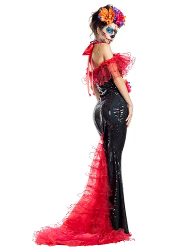 Vista 2 de Disfraz de Día de los Muertos Glamour Muerta para Mujer Multicolor