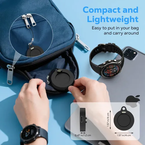 Vista 6 de Adaptador de cargador USB C MoKo compatible con Garmin Watch Negro