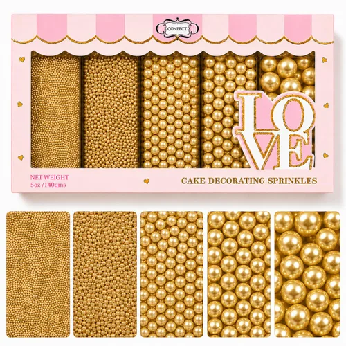 Vista 16 de Confect Gránulos Dorados de Perlas Gránulos Dorados para Decoración de Pasteles y Cupcakes y Celebración Paquete Surtido de 5 All That Glitters