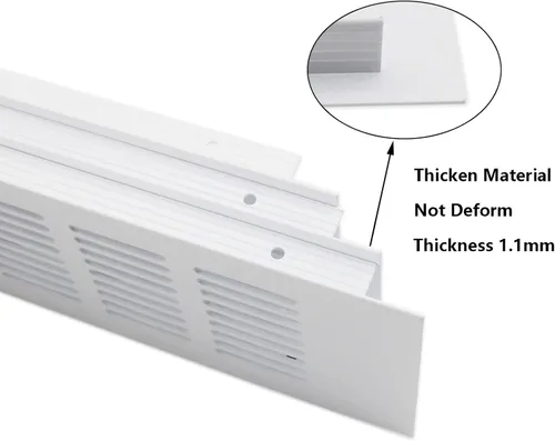 Vista 5 de 2 fundas para ventilación de aire, rejilla de ventilación de aleación de aluminio blanca rectangular, cubierta de rejilla de metal para armario