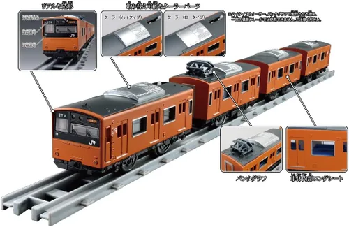 Vista 2 de Takara Tomy Plarail Real Class 201 Series Tren de cercanías (JR West Japan Orange)