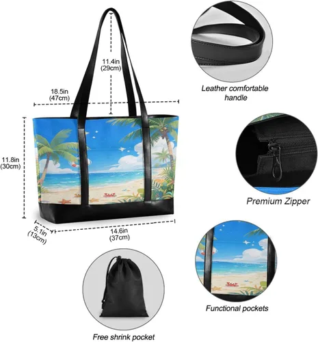 Vista 6 de Azul Verano Beach Essentials bolso para mujer con cremallera maletín para profesora con maletín ejecutivo para mujer