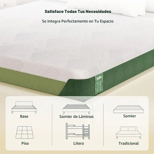 Vista 8 de Softa - Colchón de espuma viscoelástica de gel refrigerante doble, 6