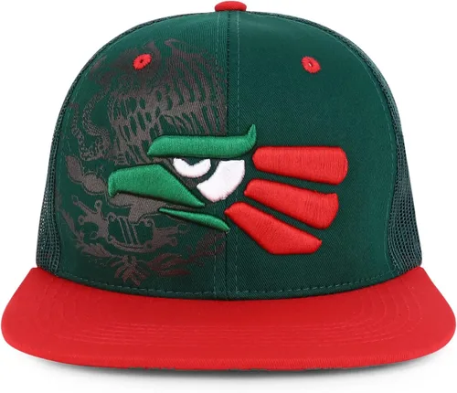 Vista 2 de Trendy Apparel Shop XXL Hecho En Mexico Eagle 3D Bordado Flatbill Snapback Mesh Cap