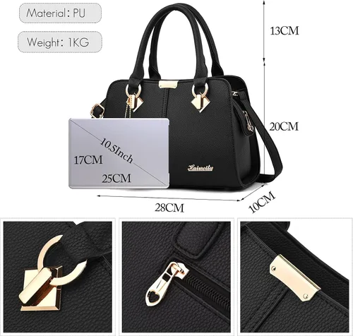 Vista 4 de FANDARE Bolso elegante para mujer, bolso de hombro, bolso cruzado de viaje, bolso de mensajero para compradores, impermeable, de piel sintética