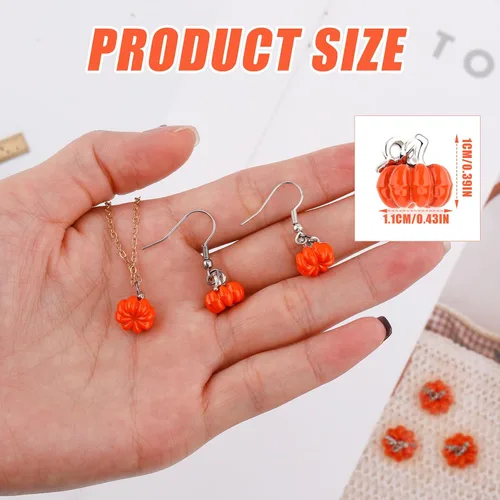 Vista 2 de BOXOB 30 dijes de calabaza de Acción de Gracias, aleación de otoño, calabaza, 3D, lindo colgante de calabaza de Halloween para hacer joyas, aretes