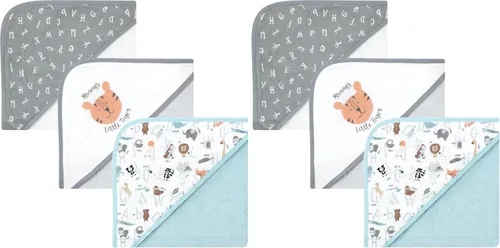 Vista 25 de Hudson Baby Toallas unisex con capucha de algodón para bebé, alfabeto, talla única