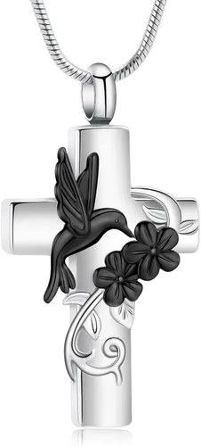 Vista 18 de Cross Hummingbird Urn Necklace for Ashes Flower Ashes Pendant Memorial Necklace Cremation Jewelry Ashes Keepsakes Necklace Gift for Loss of Loved