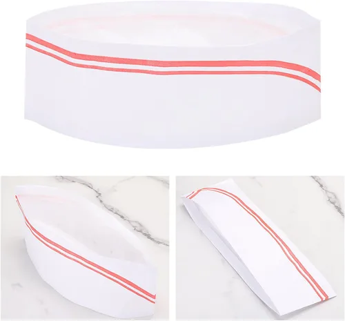 Vista 3 de Tbestmax 40 tapas desechables de papel de soda, sombrero de chef para fiesta de restaurante, catering blanco