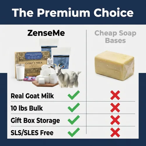 Vista 3 de Base de jabón de leche de cabra de 10 LBS Kit de suministros para derretir y verter para hacer jabón - Sin SLS/SLES y PEG Ingredientes orgánicos