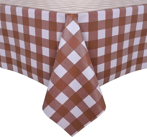 Vista 34 de Obstal Mantel 100% impermeable de PVC, mantel rectangular de vinilo a prueba de aceite y derrames, cubierta de mesa lavable para uso en exteriores e