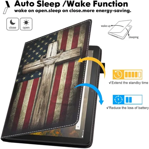 Vista 3 de Funda para tablet Amazon Kindle Fire 7 (pantalla de 7 pulgadas, 9ª/7ª generación, versión 2019/2017), funda de piel sintética con función