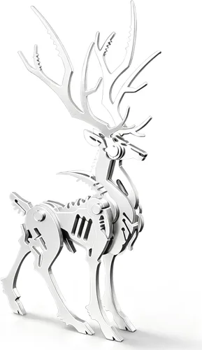 Vista 10 de Kits de modelo de metal 3D, rompecabezas de metal 3D de lobo mecánico, serie de animales de acero DIY, rompecabezas simples 3D, decoración