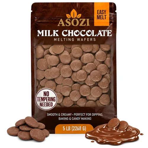 Vista 9 de Obleas de chocolate negro prémium para derretir 5 libras, perfectas para hornear, dulces, trufas, postres y barras de chocolate virales Dubai