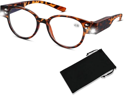 Vista 9 de Lentes de lectura con luz LED brillante con lupa con luz en la fama, lectores LED brillantes para hombres y mujeres, bloqueo de luz azul, antifatiga