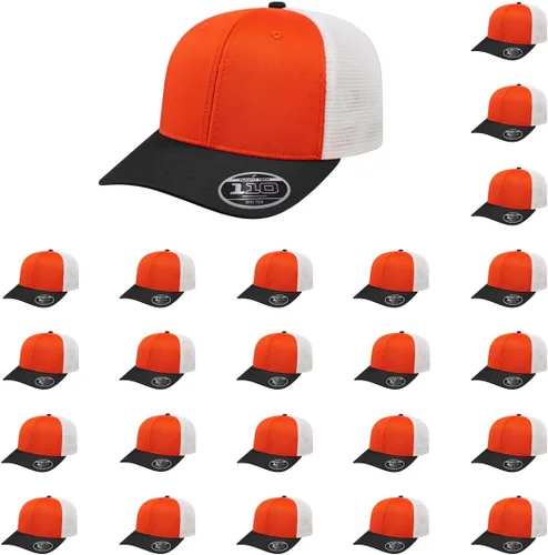 Vista 66 de Cap America i8502 Flexfit 110 Premium - Gorra de camionero de perfil medio con 6 paneles de malla trasera con protección UV y cierre ajustable