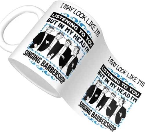 Vista 2 de Barbershop Quartet In My Head I'm Singing Barbershop Singer - Taza de café de 11 oz
