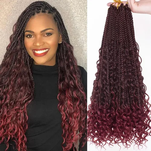 Vista 37 de Unionbeauty - 8 paquetes de trenzas bohemias de diosa en caja, de ganchillo de pelo para mujer negra, 8 pulgadas de trenzas de caja bob bohemias