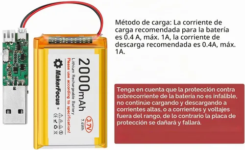 Vista 6 de 4pcs 3.7V 2000mAh 7.4Wh batería de polímero de litio 1S 103450 LiPo batería recargable con placa de protección y enchufe JST 1.25 para placa
