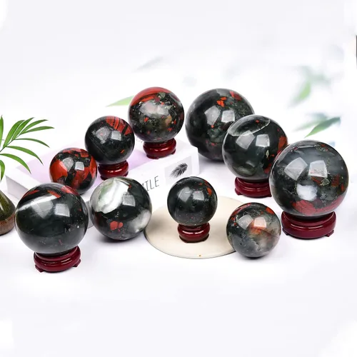 Vista 6 de JIC Gem Piedra Natural de Jaspe Africano Cristal de Curación Esfera Adivinación Bola de Piedra Preciosa, Feng Shui Reiki Aura Decoración