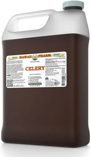 Vista 9 de Extracto líquido sin alcohol de apio, apio orgánico (Apium graveolens) Fruta seca Glicerita Hawaii Pharm Suplemento herbario natural 2 x 32 oz sin