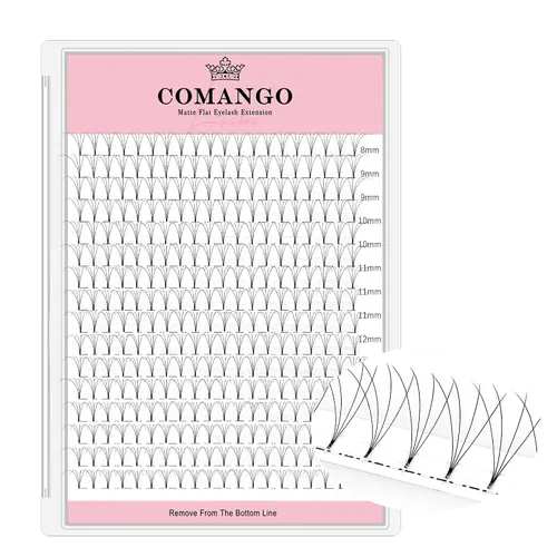 Vista 11 de Extensiones de pestañas de volumen prefabricadas 10D, 0.003 in de grosor, rizo C/D, 0.472 in, tallo corto, extensiones de pestañas de volumen