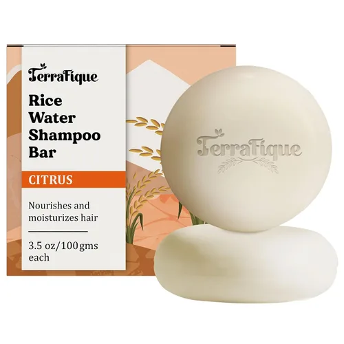 Vista 9 de Barra de champú de agua de arroz, aroma cítrico, champú nutritivo con manteca de cacao, manteca de karité para el crecimiento del cabello, 3.5 onzas