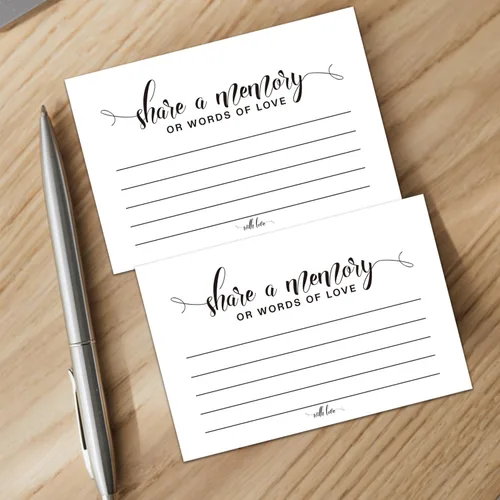 Vista 2 de Comparte un recuerdo o tarjetas de palabras de amor, decoraciones de celebración de la vida, libro de visitas funerarias, libro de invitados