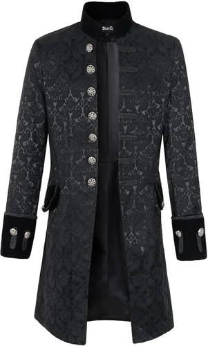 Vista 9 de Chamarra de hábito de estilo victoriano, steampunk y gótico de terciopelo para hombre