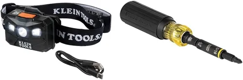 Vista 10 de Klein Tools 56048 Linterna frontal LED recargable de apagado automático, correa de tela ajustable y nivel de 935AB4V, torpedo magnético de 6