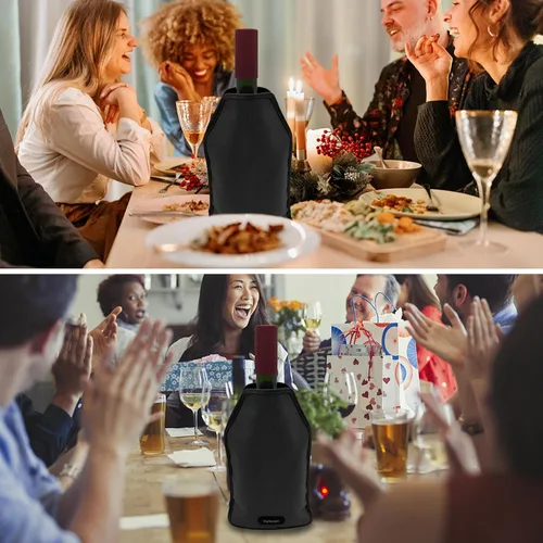 Vista 5 de Pallesen Funda portátil para enfriar vino, enfriador de botellas reutilizable que mantiene el rojo, blanco y champán frescos para botellas