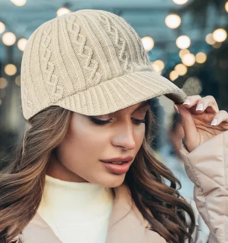 Vista 3 de FGSS Gorra de béisbol de lana de cordero para mujer, de forro polar, ajustable, para viajes