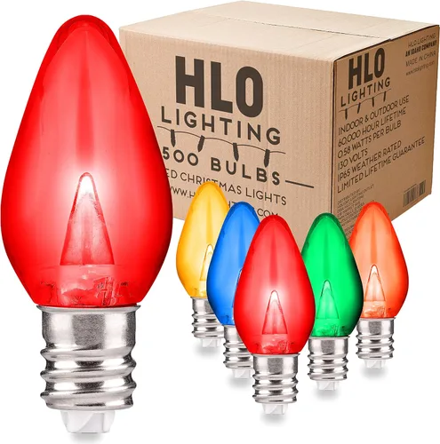 Vista 24 de Enchufe de iluminación navideña LED liso C7 verde azulado bombillas de repuesto para enchufes E12, grado comercial de bajo consumo, 2 bombillas