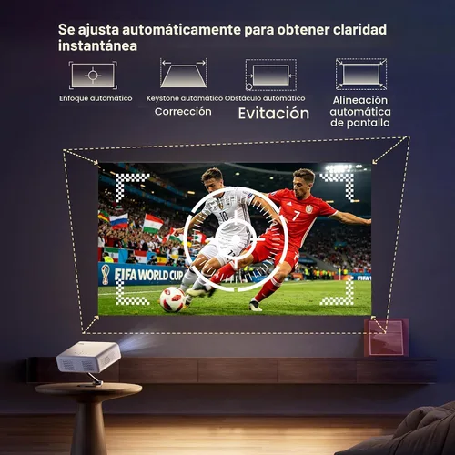 Vista 7 de Aurzen Proyector inteligente EAZZE D1G 4K compatible con Google TV con WiFi