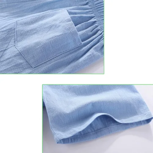 Vista 6 de AMEBELLE Paquete de 3 bermudas ligeras de lino y algodón para bebés y niños pequeños