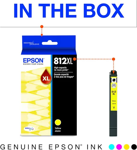 Vista 6 de Epson T812 DURABrite Ultra Ink Cartucho cian de alta capacidad (T812XL220-S) y T812 DURABrite Ultra Ink Cartucho amarillo de alta capacidad