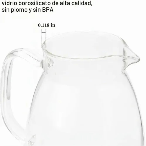 Vista 7 de Jarra de vidrio con tapa y asa, jarra de borosilicato resistente al calor