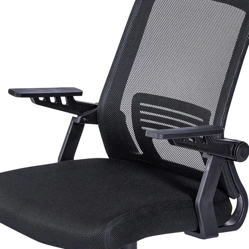 Vista 8 de Techni Mobili, Silla ergonómica negra de malla de oficina Mid-back office chair, lumbar support, breathable mesh back, height adjustable, flip-up