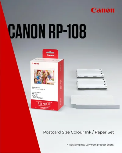Vista 8 de Canon Juego de tinta/papel de color RP-108, compatible con Selphy CP910/CP820/CP1200/CP1300/CP1500