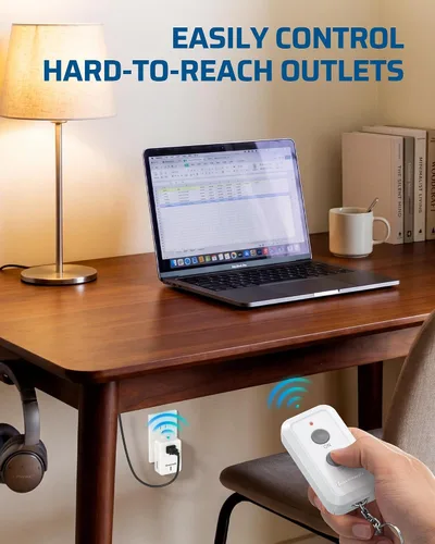 Vista 8 de DEWENWILS Toma de corriente con control remoto para interiores, kit de interruptor de luz remoto expandible, interruptor de encendido/apagado