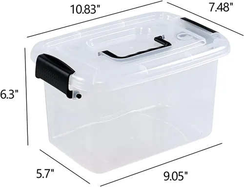 Vista 3 de Caja de almacenamiento de plástico de 6 cuartos de galón con asa, contenedor de cierre transparente con tapas, 6 paquetes