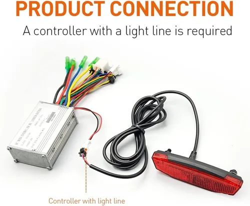 Vista 4 de Ebike Rear Tail Light,Ebike 6V-60V LED Riding Tailight,Motorcycle Led Light Equipment Waterproof Connector for Electric Bike Accessories